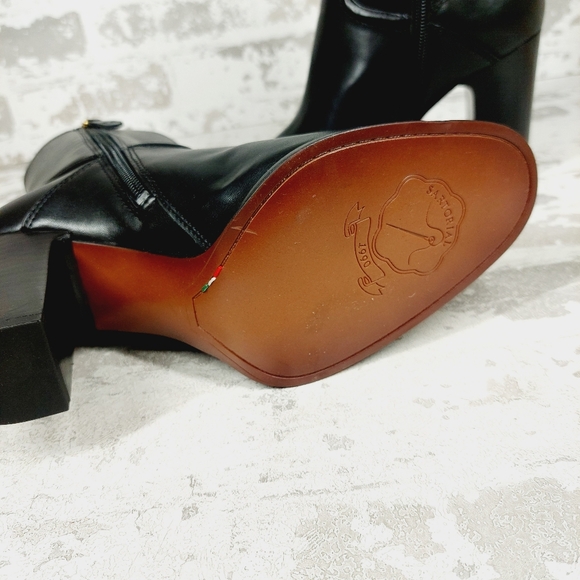 NEW Franco Sarto Womens Informa Whit Black Leather Block Heel Ankle Boots O573 - Picture 9 of 13